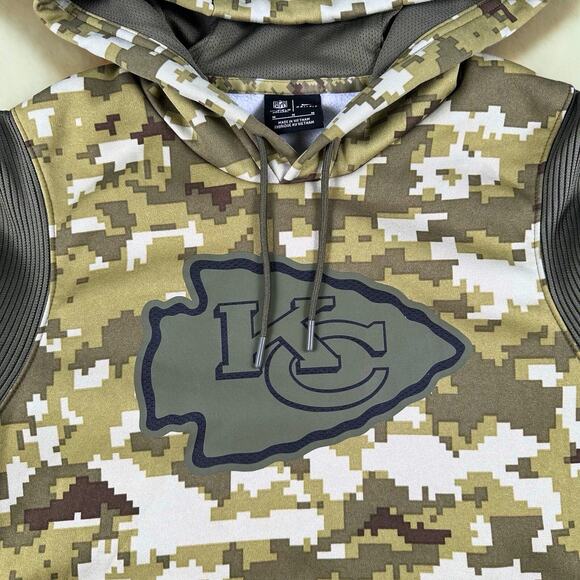 Kansas City Chiefs Nike NFL Salute To Service On Field Hoodie Camo Sz M EUC - Picture 3 of 8